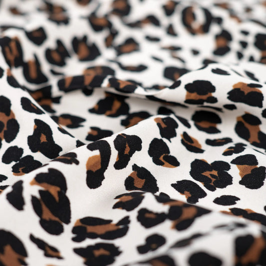Viscose Twill Print - Leopard Sand