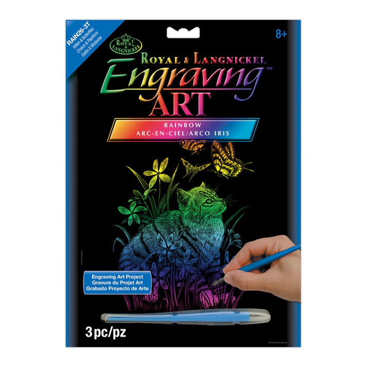 Engraving Art - Rainbow Foil / Kitten & Butterflies