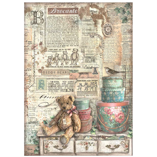 Ríspappír A4 - Antique Bears