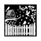 Stensill 18x18sm -Fence and Birds