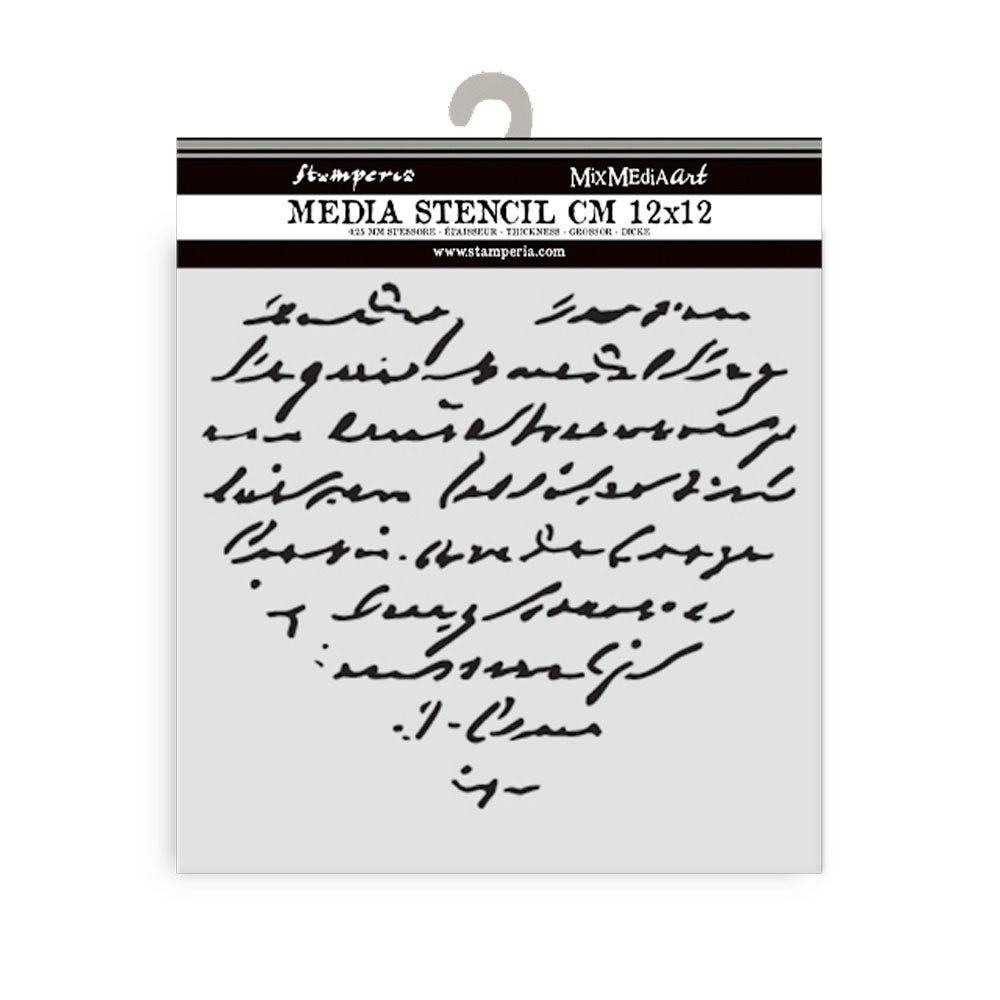 Stensill 12x12sm - Heart with Writing