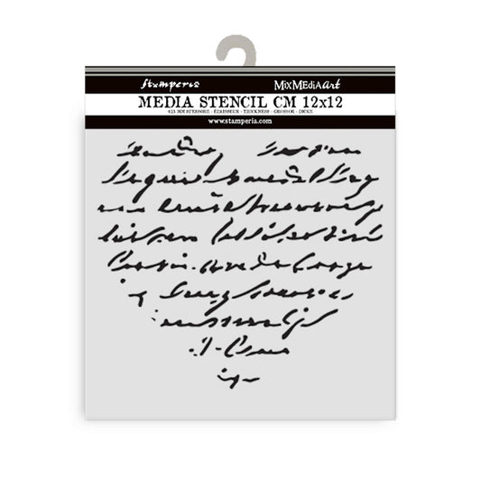 Stensill 12x12sm - Heart with Writing