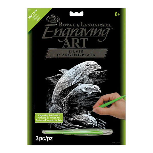Engraving Art - Silver Foil / Dolphins