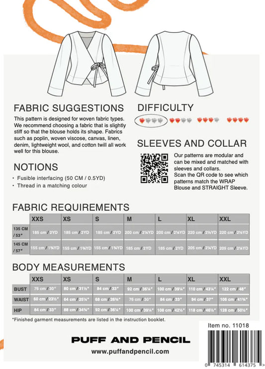 Puff and Pencil - Wrap Blouse x Straight Sleeves