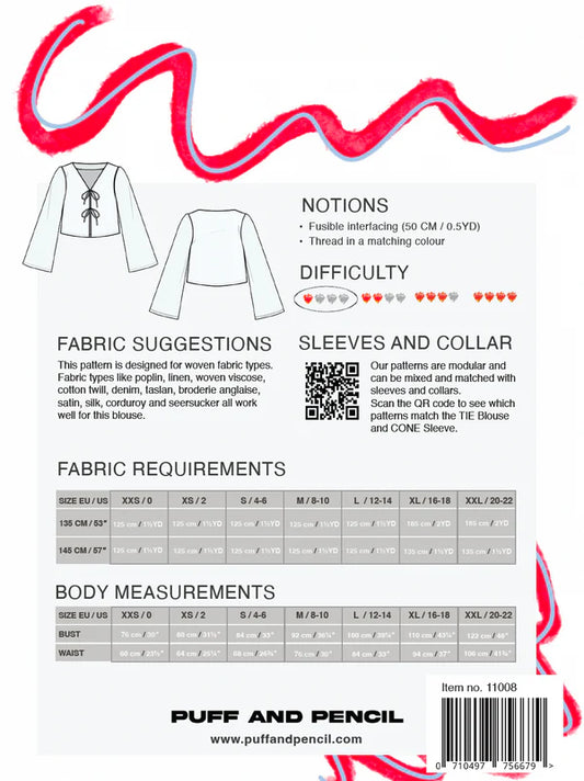 Puff and Pencil - Tie Blouse + Cone Sleeves