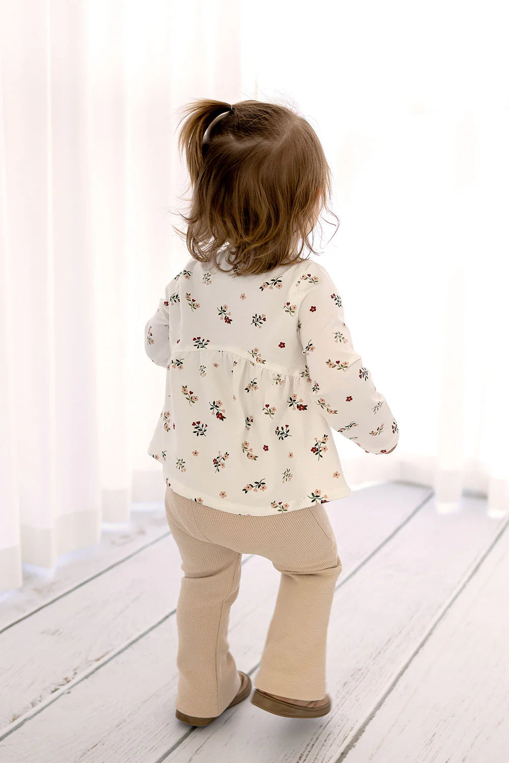 Bómullarjersey - Flowers Off White