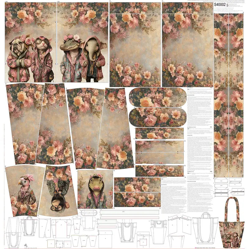 Töskupanell 150x150/ 100co ( Fancy animals )