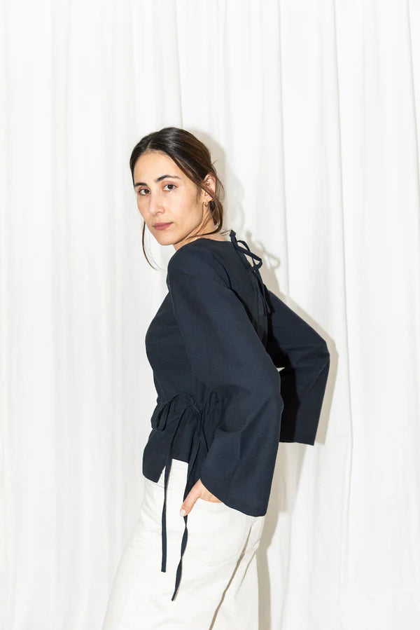 Puff and Pencil - Tie Waist Blouse + Cone Sleeves