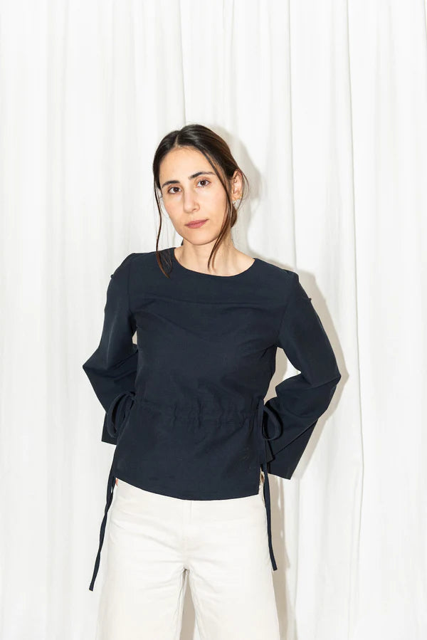 Puff and Pencil - Tie Waist Blouse + Cone Sleeves