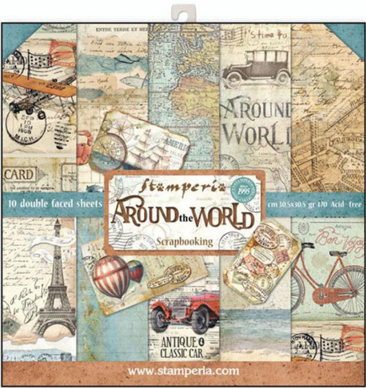 Scrapbook pappír - Pack 10 sheets double face: "Around the world"
