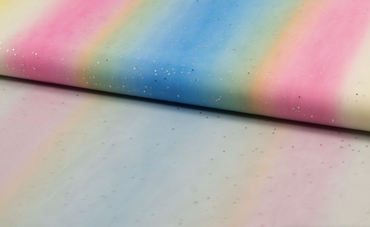 Mjúkt tjull (Tulle) - Rainbow stripe & Glitter