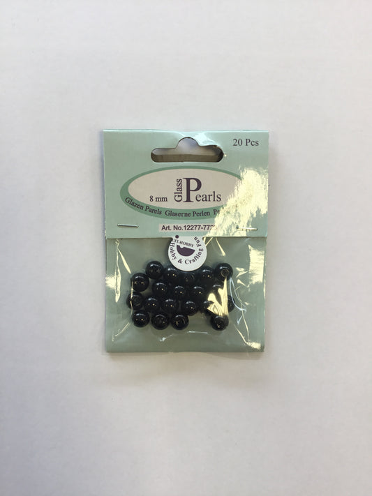 Glass Pearls 8mm - Black