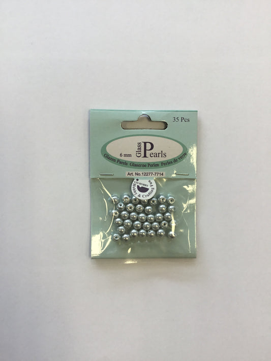 Glass Pearls 6mm - Grey