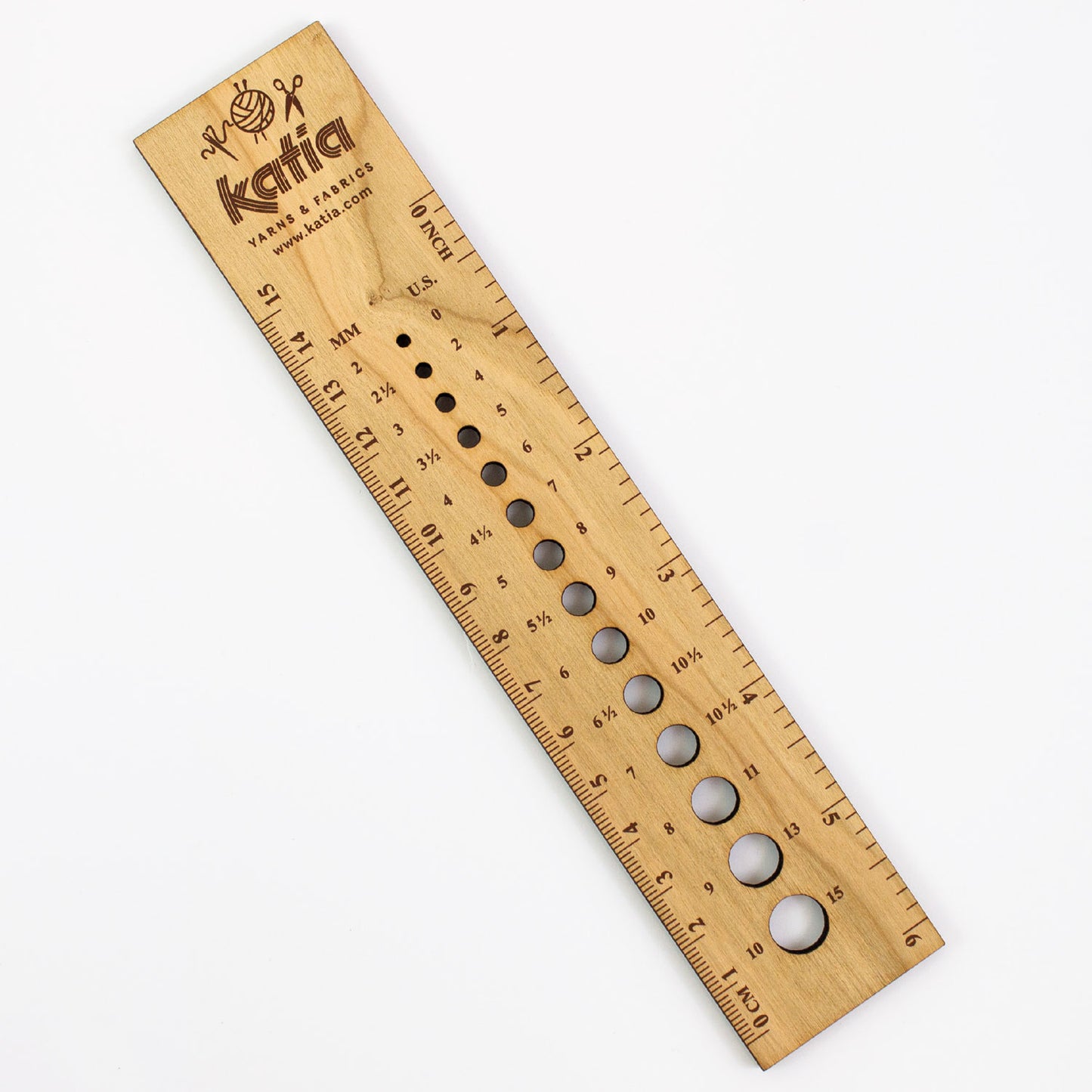 Knitting needle ruler